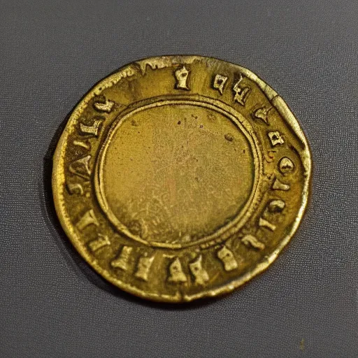 Image similar to picture of a 1 6 8 0 worn spanish gold coin, high detailed, realistic