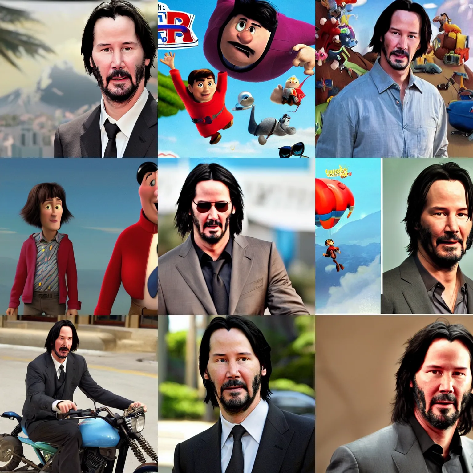 Prompt: Keanu Reeves as seen in pixar's Up (2009)