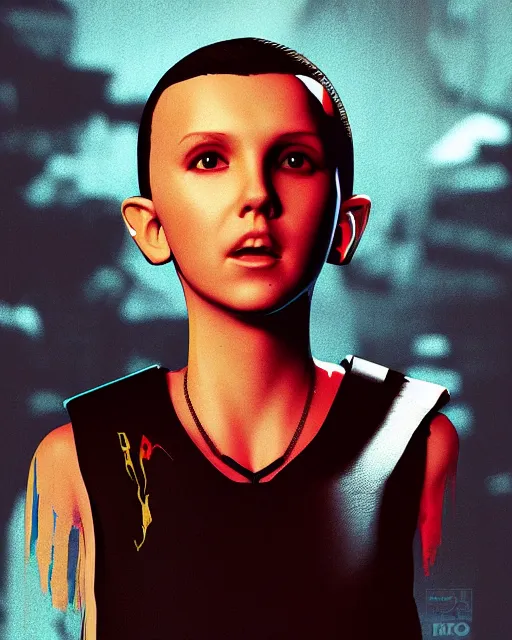 Image similar to millie bobby brown by yoji shinkawa, octane render