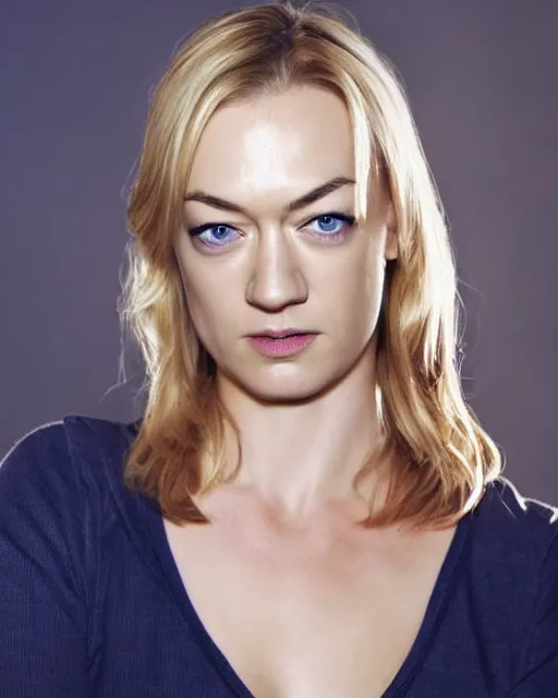 Prompt: yvonne strahovski, full shot, very anime, ambient lighting, perfect composition, dynamic lighting, detailed face, very extremely detailed blue eyes, smooth shading, digital art