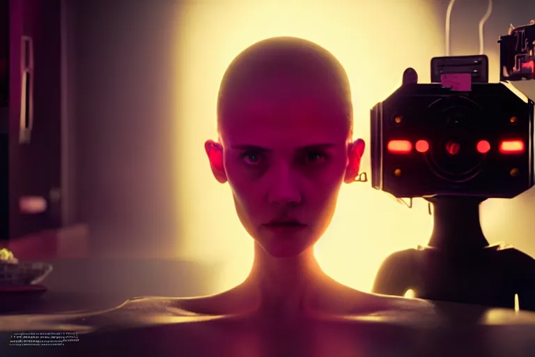 Image similar to vfx film, love death and robots, flat color profile low - key lighting award winning photography arri alexa cinematography, hyper real photorealistic cinematic, atmospheric cool colorgrade