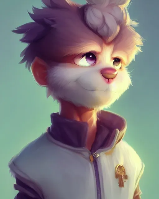 Prompt: character concept art of a cute young male anthropomorphic fluffy furry | | cute - fine - face, pretty face, key visual, realistic shaded perfect face, fine details by stanley artgerm lau, wlop, rossdraws, james jean, andrei riabovitchev, marc simonetti, and sakimichan, trending on artstation