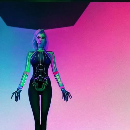 Image similar to long Shot of psychedelic Black widow standing in mysterious chromatic astral temple , stylish, lsd, soft, vimeo, cinematic, artwork by WLOP