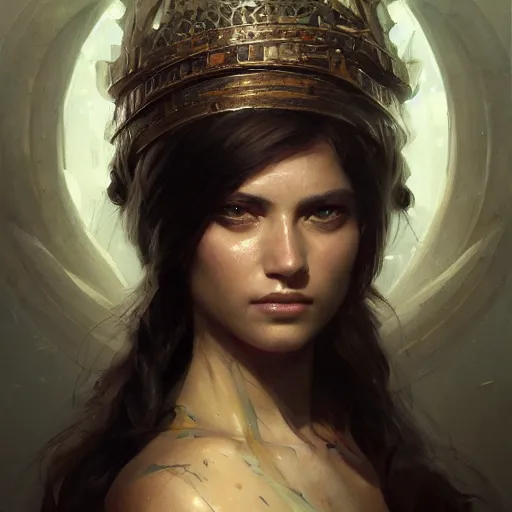 Image similar to a beautiful portrait of a goddess, a detailed painting by greg rutkowski and raymond swanland, featured on cgsociety, fantasy art, detailed painting, artstation hd, photorealistic