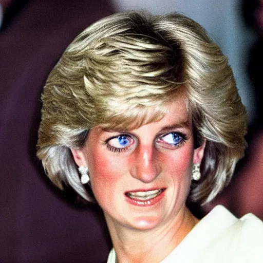 Prompt: a getty photo of princess diana in a ufo