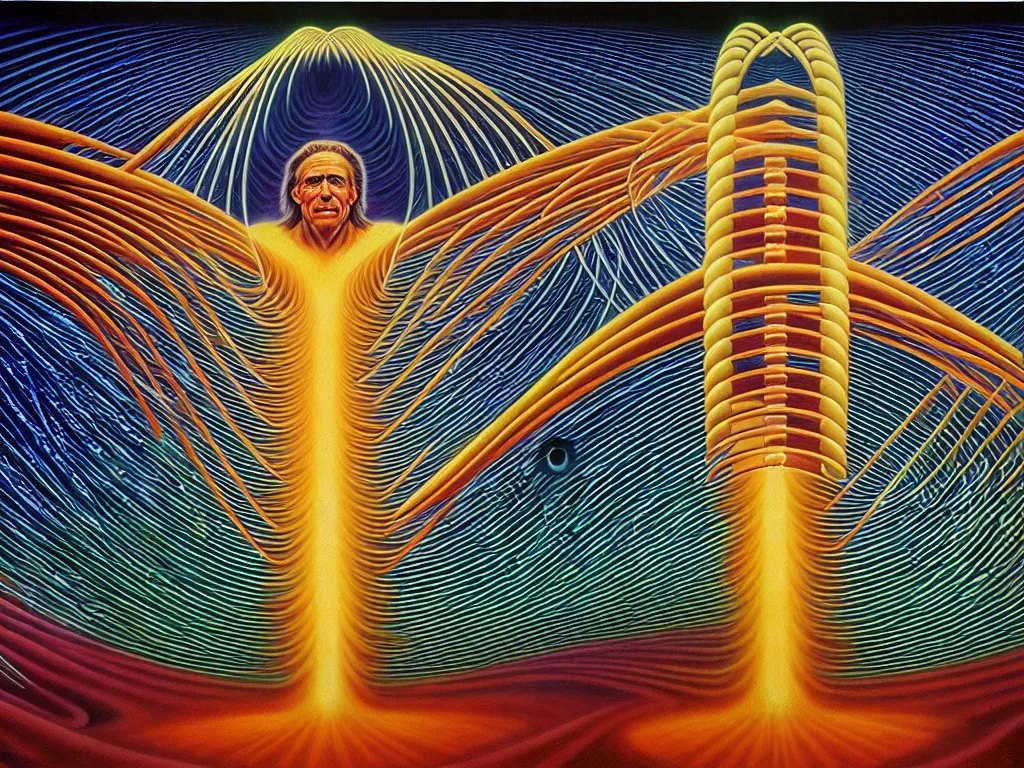 Image similar to a dna helix of human evolution, spiritual science, divine form, intelligent design, utopian, by david a. hardy, wpa, public works mural, socialist, oleg korolev