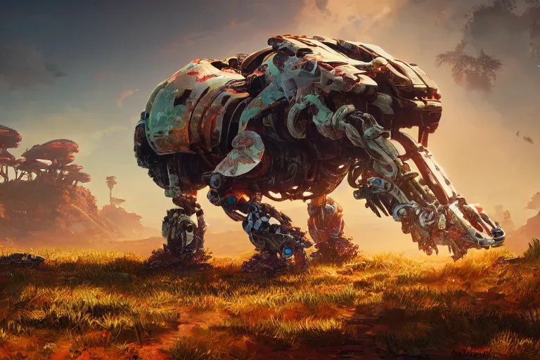 Image similar to shellsnapper machine mecanical creature robot of horizon forbidden west horizon zero dawn bioluminiscence global illumination ray tracing hdr fanart arstation by ian pesty and alena aenami artworks in 4 k