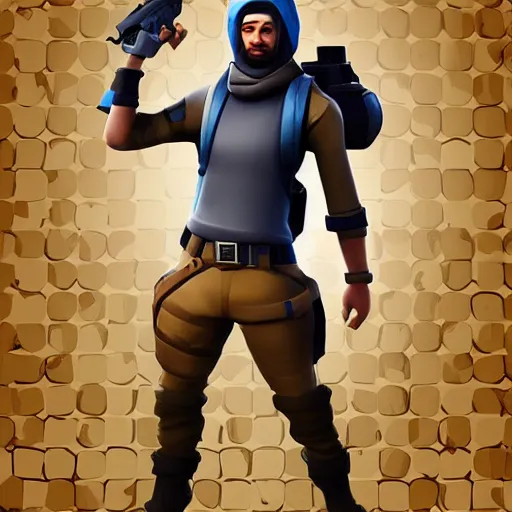 Image similar to oussam ben laden as a fortnite skin