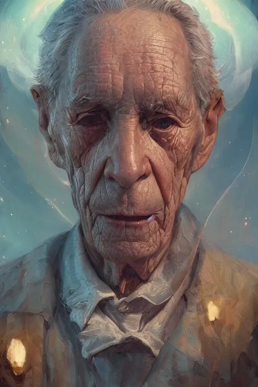 Image similar to the look of an elderly person 6 5 5 4 1 8 8 full of wrinkles and imperfections by artgem and greg rutkowski, highly detailed, high contrast, light reflection, trippy, nebula, trending on artstation