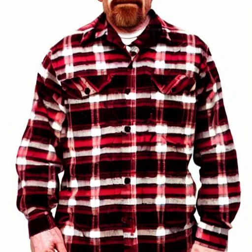 Image similar to walter white as a lumberjack, red flannel