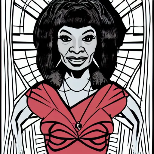 Prompt: Incredible geometric pop culture Illustrations of Nichelle Nichols as Nyota Uhura