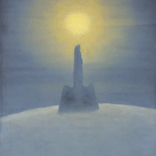 Image similar to the epic abstract painting'arctic monolith with black sun rising ', by caspar david friedrich!!!, by rothko!!!, stunning masterpiece, trending on artstation