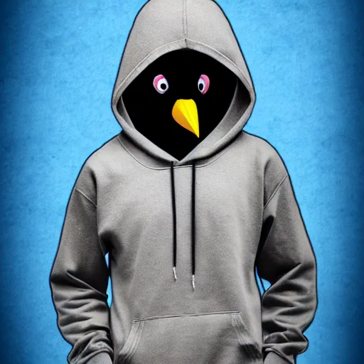 Prompt: humanoid furry anthro avian fursona, bird, bird, avian, avian, corvid, beak, kenku, anthro, furry digital art. Hoodie and jeans