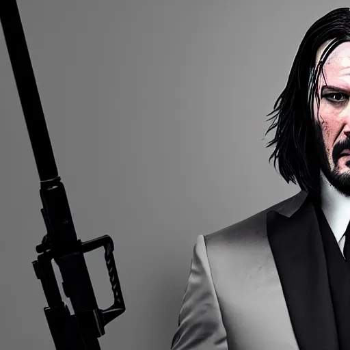 Image similar to penguinz0 as john wick, 4k, high detail, high-resolution photograph, professional photography, ultra-detail