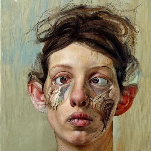 Prompt: high quality high detail painting by lucian freud and jenny saville, hd, mushroom head, turquoise