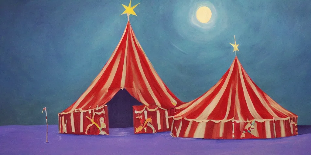 Prompt: a concept painting of a haunted circus tent, artstaion