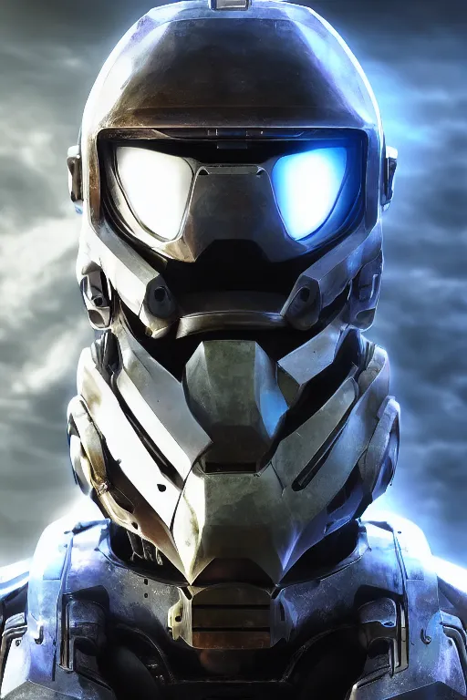 Image similar to robot ninja mask helmet halo master chief radiating a glowing aura global illumination ray tracing hdr fanart arstation by ian pesty and katarzyna da „ bek - chmiel