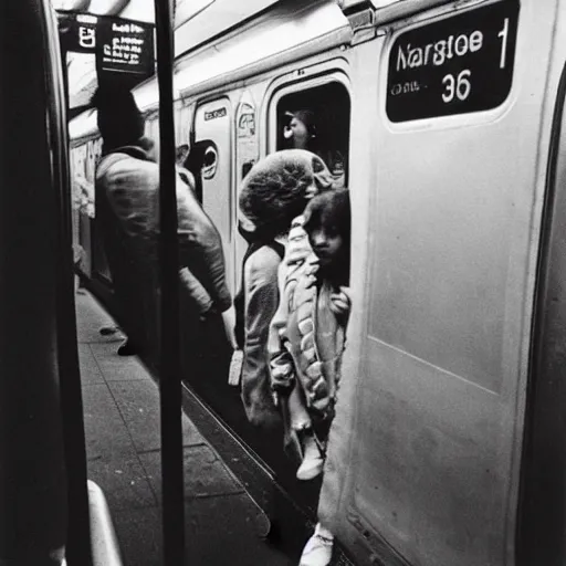 Image similar to “ girl in the new york city subway, photograph by henri cartier - bresson ”