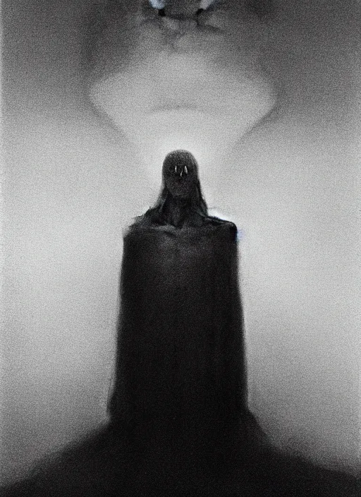 Prompt: lord loss, the king of hell, book portrait, psychedelic symmetric lights and fog, in the style of zdzislaw beksinski, glowing light and shadow, hyperrealist, 8 k