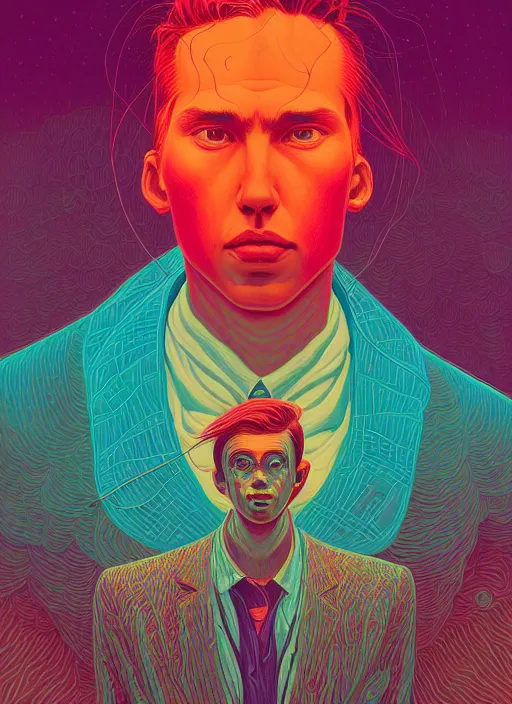 Prompt: symmetry!! stunning portrait of alex cameron singer, miami memory, forced witness, secretlycanadian, by victo ngai, kilian eng vibrant colors, dynamic lighting, digital art, winning award masterpiece, fantastically beautiful, illustration, aestheticly inspired by beksinski and dan mumford, upscale with simon stalenhag work, artstation, 8 k