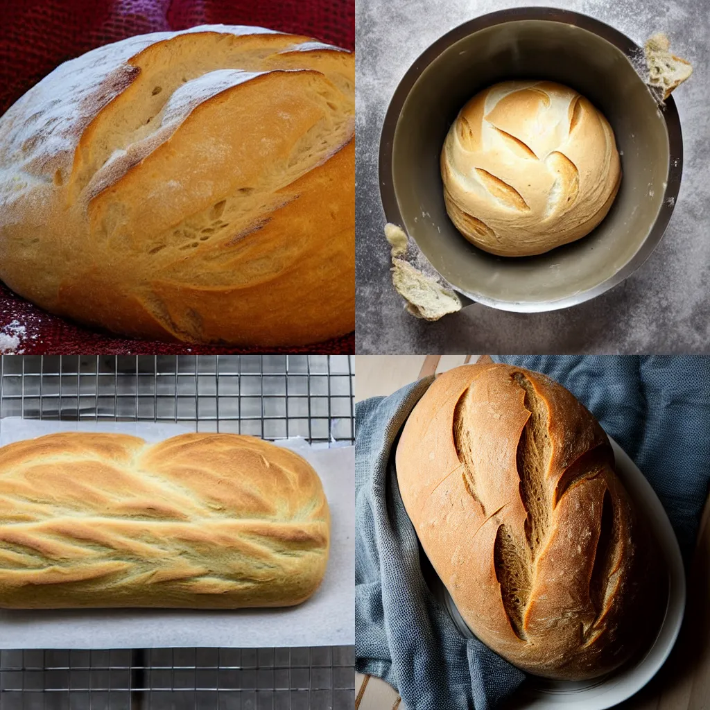 Prompt: bread dough after proofing for 5 minutes, recipe photograph