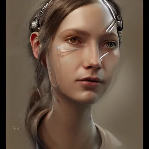 Image similar to portrait of a robotic artist, beautiful digital art, artstation cgsociety highly - detailed masterpiece