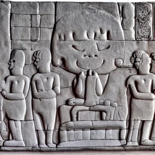 Prompt: snoopy angkor wat bas relief