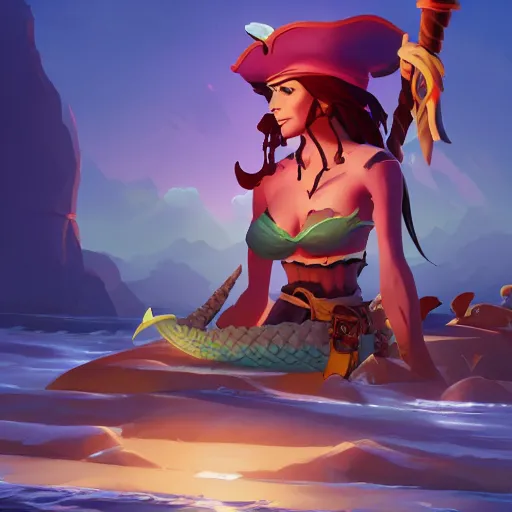 Image similar to jack the pirate mermaid on sea of thieves game avatar hero, behance hd by jesper ejsing, by rhads, makoto shinkai and lois van baarle, ilya kuvshinov, rossdraws global illumination