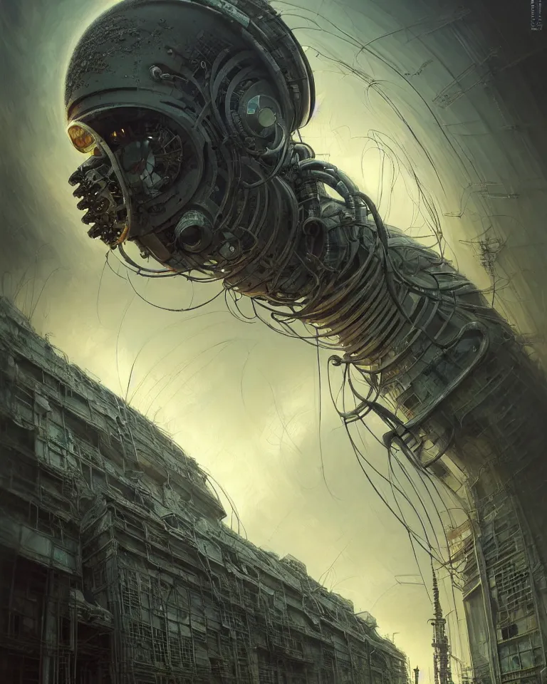 Image similar to low angle shot of a cyberpunk robot character in chernobyl, intricate, elegant, highly detailed, centered, digital painting, artstation, concept art, smooth, sharp focus, illustration, artgerm, tomasz alen kopera, peter mohrbacher, donato giancola, joseph christian leyendecker, wlop, boris vallejo