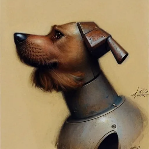 Image similar to (((((1950s robot box shaped k9 dog. muted colors.))))) by Jean-Baptiste Monge !!!!!!!!!!!!!!!!!!!!!!!!!!!