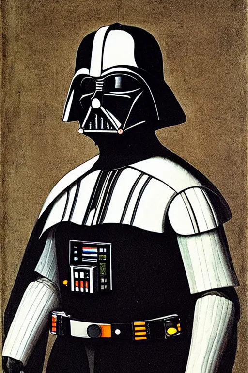 Prompt: portrait of Dart Vader by Hans Holbein,