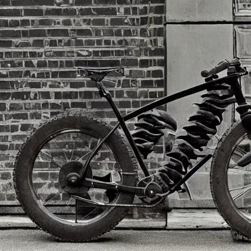 Image similar to bike made out of skull and bones, dark