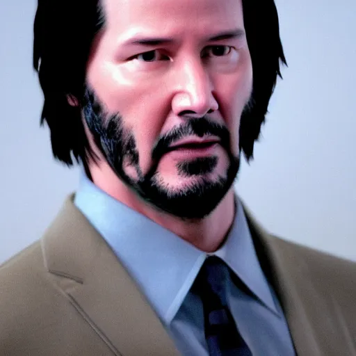 Image similar to Keanu Reeves in the office 4K quality super realistic