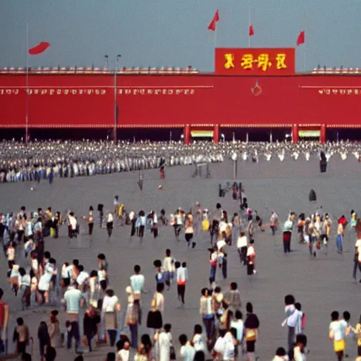 Prompt: tiananmen square in the spring of 1 9 8 9, dslr photo