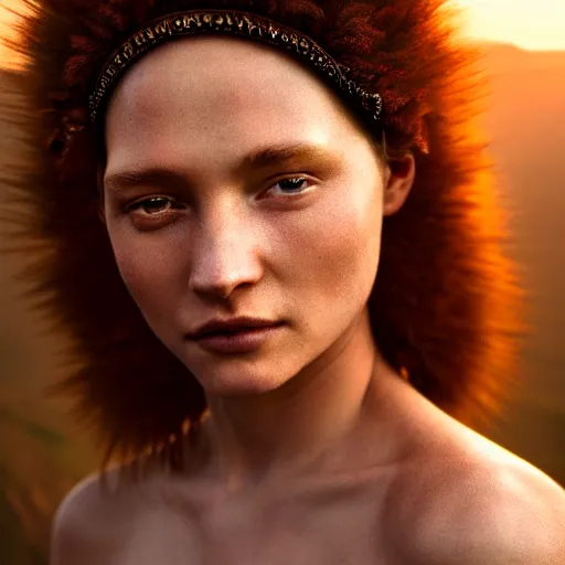 Image similar to photographic portrait of a stunningly beautiful renaissance tribal sherpa female in soft dreamy light at sunset, contemporary fashion shoot, by edward robert hughes, annie leibovitz and steve mccurry, david lazar, jimmy nelsson, breathtaking, 8 k resolution, extremely detailed, beautiful, establishing shot, artistic, hyperrealistic, beautiful face, octane render