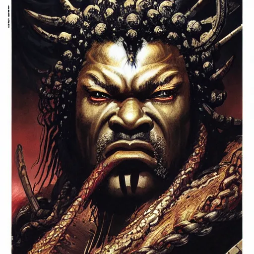 Image similar to head and shoulders portrait of a black samurai fire giant, wreathed in flame, d & d, fantasy, greg rutkowski, frank frazetta, alexandre chaudret, boris vallejo, michael whelan, miro petrov, hr giger, magali villeneuve, donato giancola