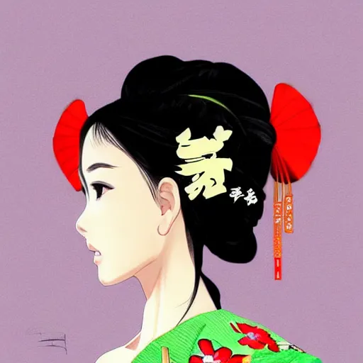 Prompt: Portrait of a beautiful vietnamese girl, cute natural anime face, wearing traditional vietnamese dress, elegant, highly detailed, digital painting, concept art, smooth, sharp focus, illustration, strong lines and bold colors, limited color palette, atmosphere and tension, Japanese, trending on artstation