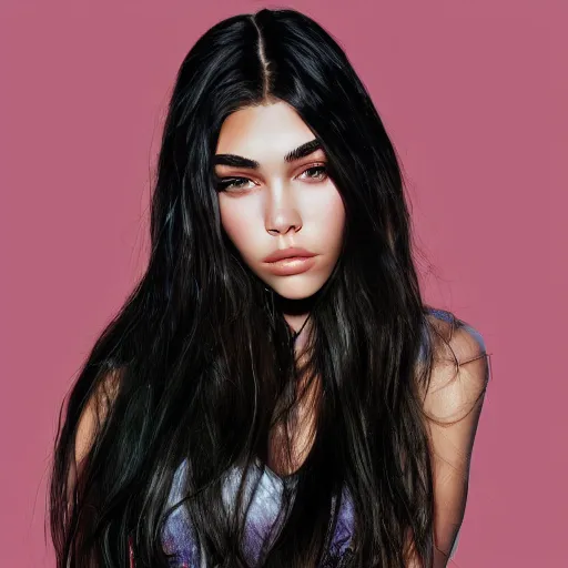 Image similar to 4k,ultra detailed portrait of Madison Beer by Rachel Ruysch