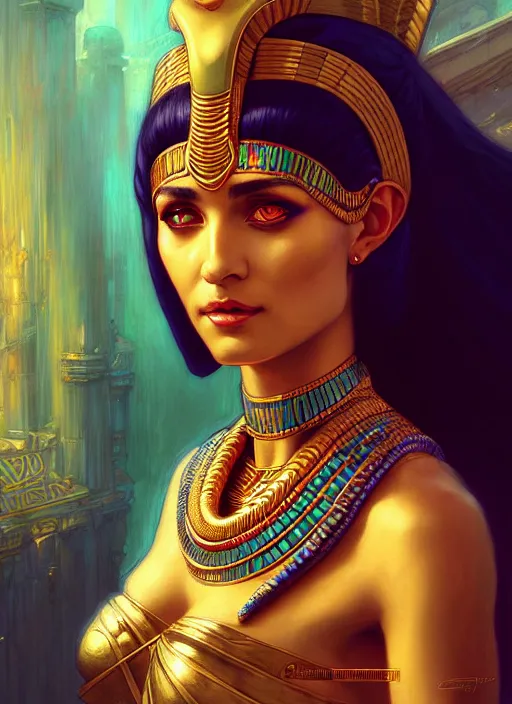 close up portrait of cleopatra egyptian symbolism, by | Stable ...