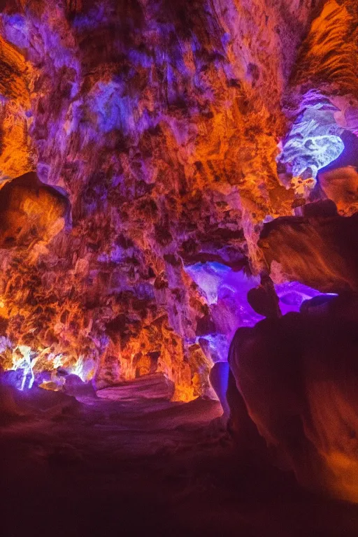 Image similar to photograph of inside of beautiful glowing caves