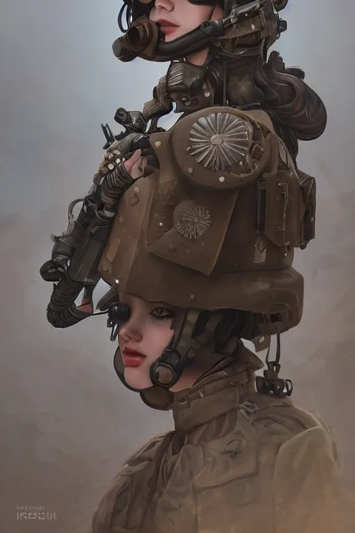 Prompt: portrait of dieselpunk blackpink jisoo soldier girl, helmet, desert, armored, highly detailed, digital painting, face detail, sharp focus, art, illustrations by irakli nadar and loish and ayanamikodon and rossdraws and wlop