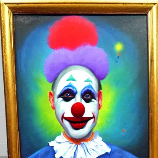 Image similar to Five star clown oil painting