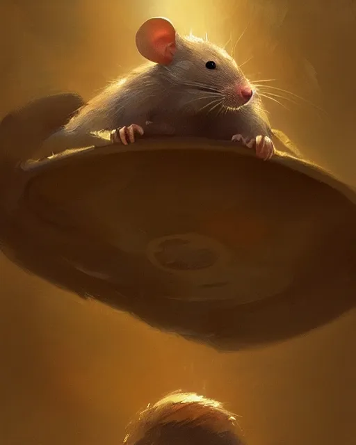 Prompt: a small mouse looks upwards, he is curious about what he sees, digital portrait by greg rutkowski, fantasy art, concept art, by disney concept artists, cinematic lighting, evening light, trending on artstation, cgsociety