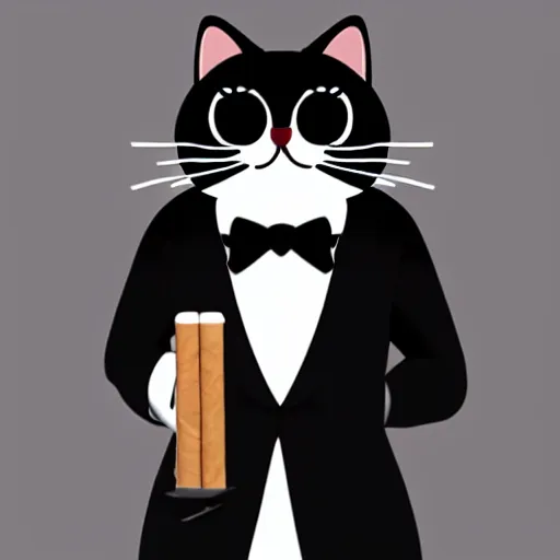 Prompt: an anthropomorphic cat smoking a cigar, wearing a tuxedo, 4 k
