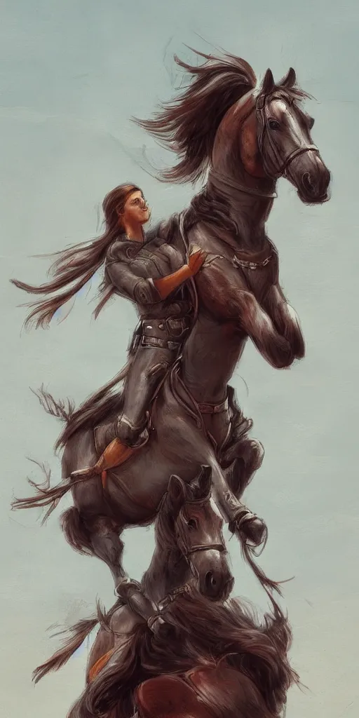 Image similar to a horse riding a horse, artstation