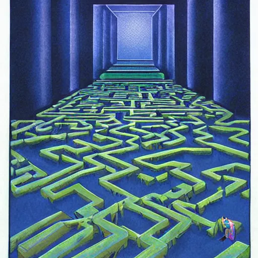 Prompt: the grand entrance to the endless maze, art by kotaro chiba