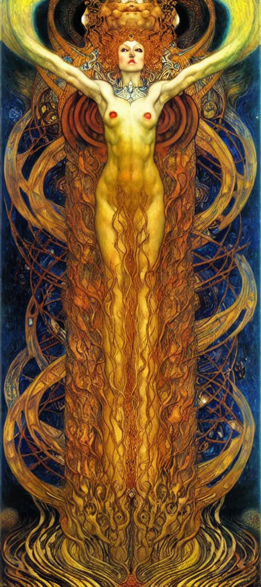 Image similar to Divine Chaos Engine by Karol Bak, Jean Delville, William Blake, Gustav Klimt, and Vincent Van Gogh, symbolist, visionary