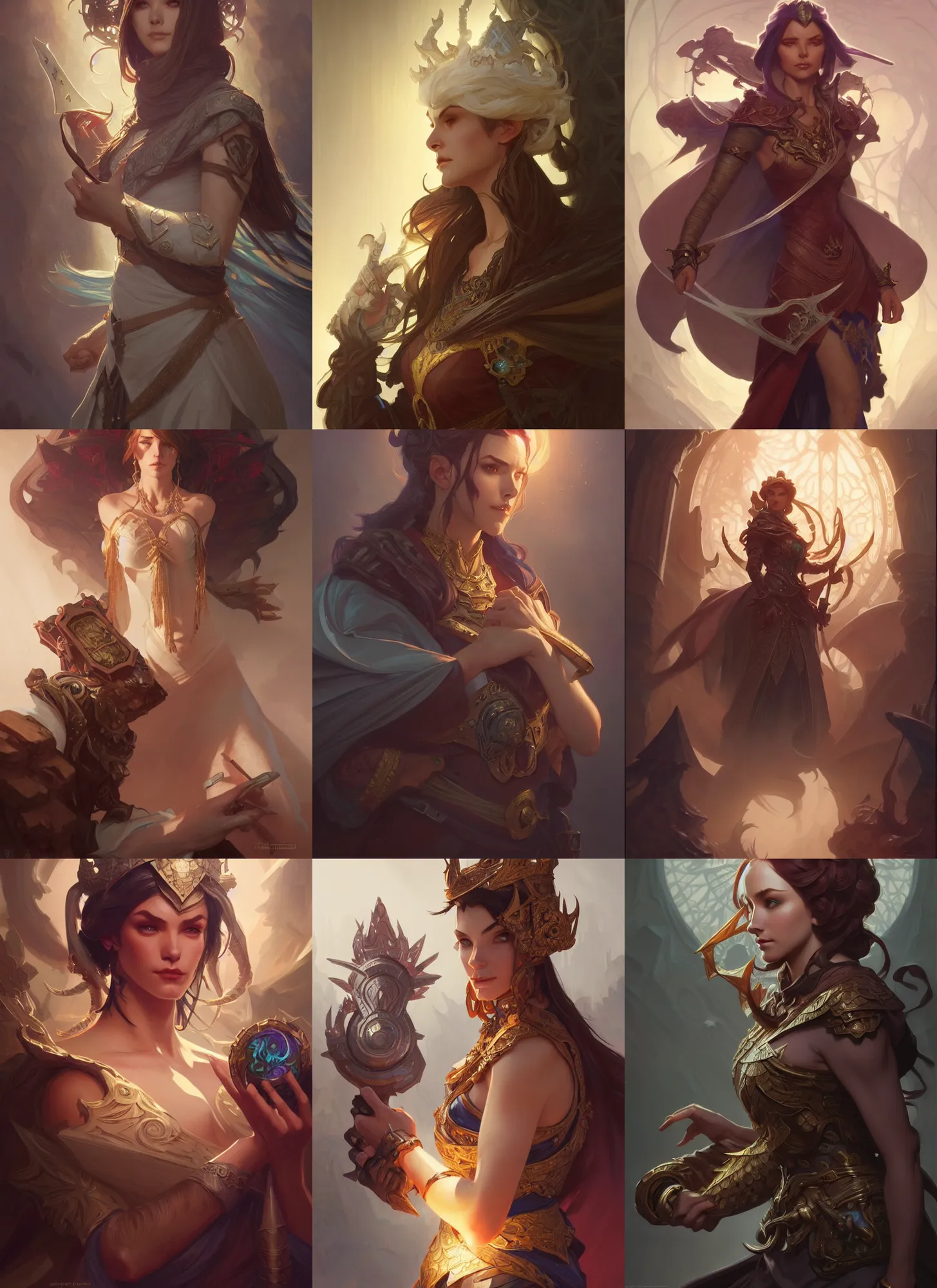 Prompt: characters from arcane, d & d, fantasy, intricate, elegant, highly detailed, digital painting, artstation, concept art, matte, sharp focus, illustration, hearthstone, art by artgerm and greg rutkowski and alphonse mucha