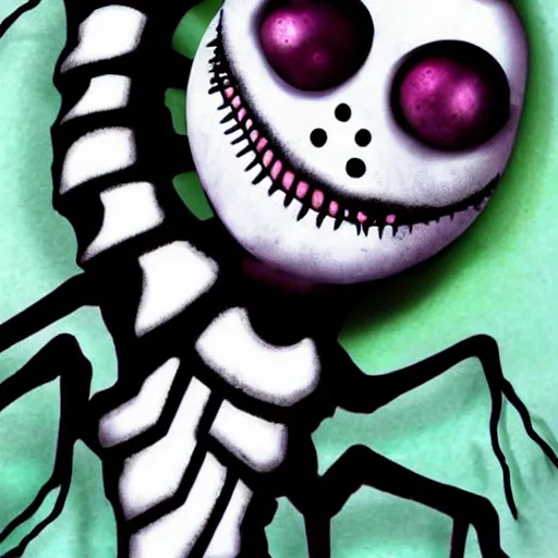 Image similar to scary beetlejuice creature. in the style of tim burton