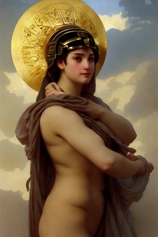 Prompt: soft light portrait of the beautiful chonky greek goddess, athena, wearing a corinthian helmet. wrapped in swirls in the air, soft light, digital art by ruan jia and mandy jurgens and artgerm and william - adolphe bouguereau, by jean - leon gerome, highly detailed, trending on artstation, award winning,